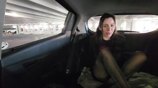 Nicole Niagara Risky cum in public parking garage & CAUGHT by security!
