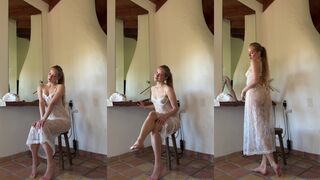 Caroline Zalog sheer dress no panties on