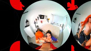 VrHent41 - Bl0nd1ə Fəssər AI Nami & Nico robin cosplay