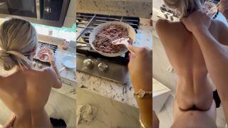 Ambie Bambii kitchen cook and fuck