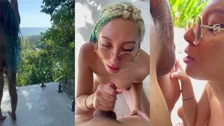 Boba_Bitch - Outdoor Balcony Sex Tape (Blowjob, Standing Fuck Below View & Facial)