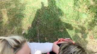 Hannah B outdoor lesbian threesome