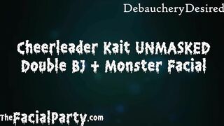 Cheerleader kait × debauchery desire - double blowjob & monster facial