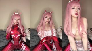 Myamira Zero Two Cosplay Titty Play