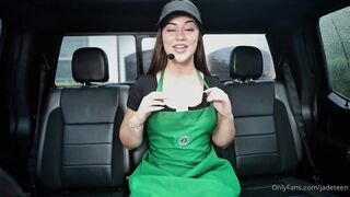 JadeTeen Starbucks Barista Cums Hard On Her Break At Work