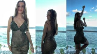 Christina Khalil vacation nude on balcony